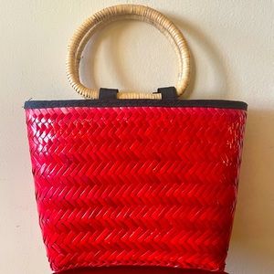 Vintage Esprit Red Wicker Handbag